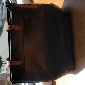 Madewell Zip Top Medium Transport Tote Black-Brown